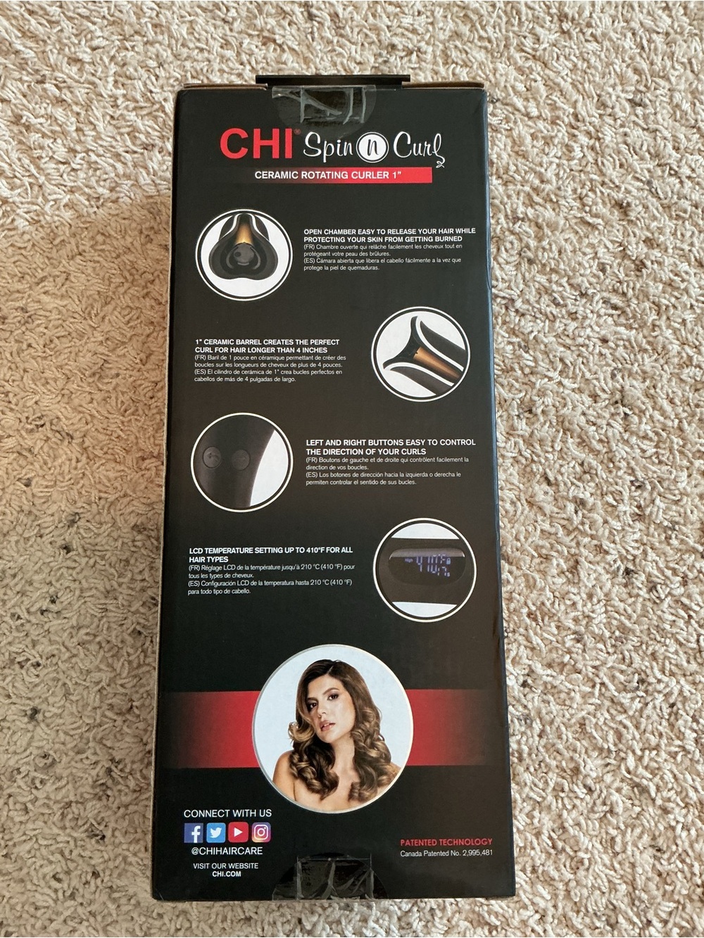 CHI Spin N Curl 1" Ceramic Rotating Curler - Black - Picture 2 of 3
